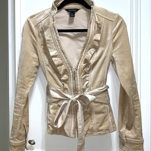 White House Black Market blazer with sash & zipper Size 0